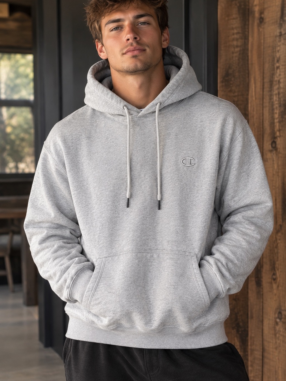Champion Light Gray Pullover Hoodie